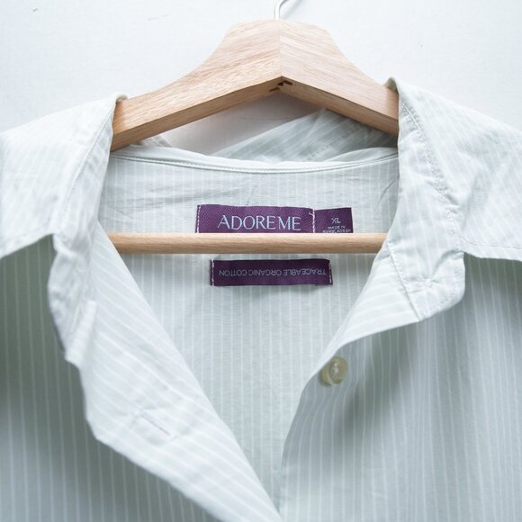 Adore Me Ruffled and Striped Shirt Dress in Light Mint - Picture 6 of 9